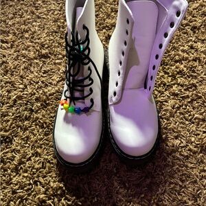 White Boots with Black Lace